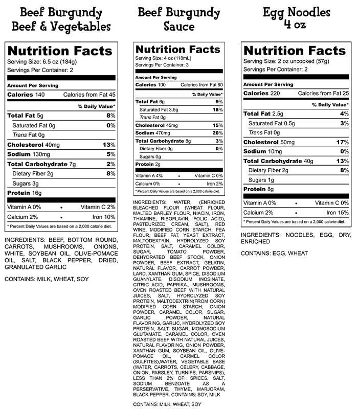 Beef Burgundy Nutrition Facts