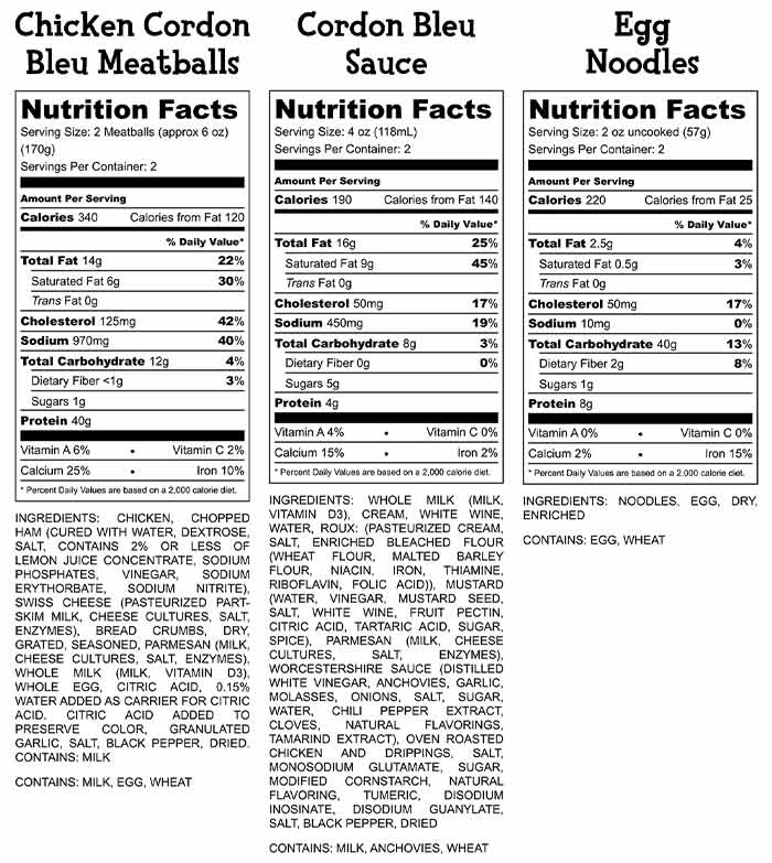 Chicken Cordon Bleu Nutrition Facts