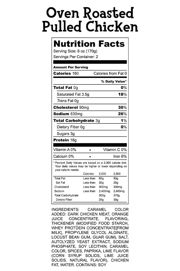 Oven Roasted Pulled Chicken Nutrition Facts