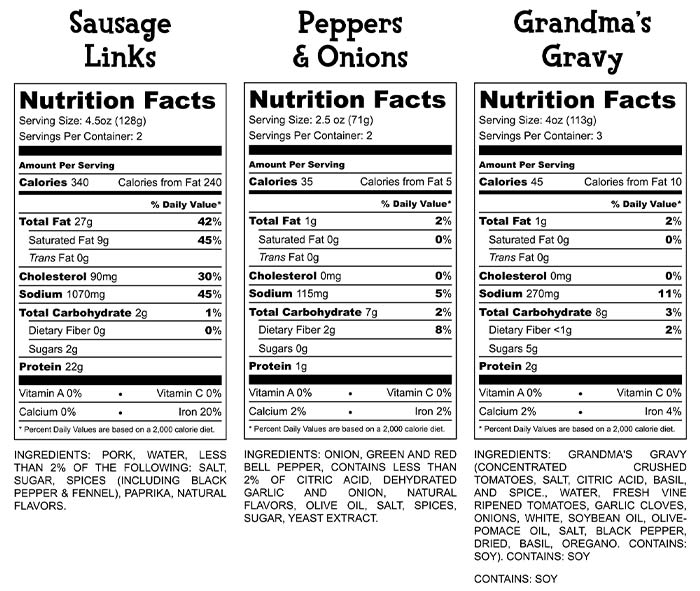 Sausage Scallopini Nutrition Facts