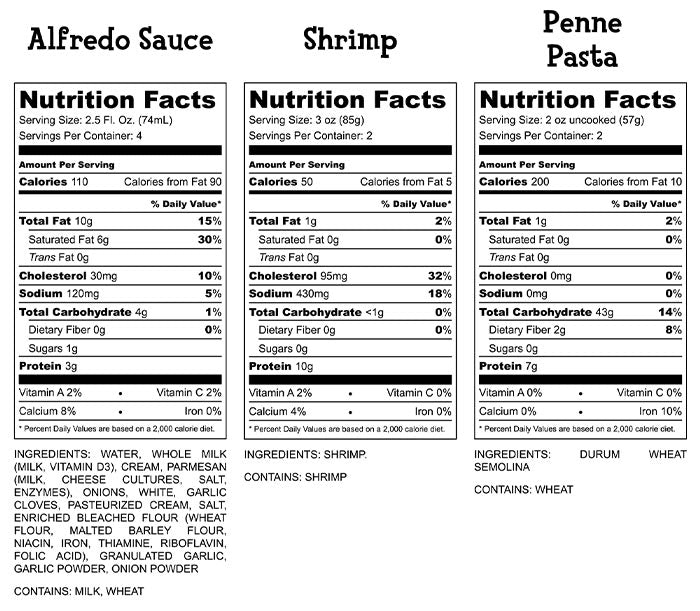 Shrimp Alfredo Nutrition Facts