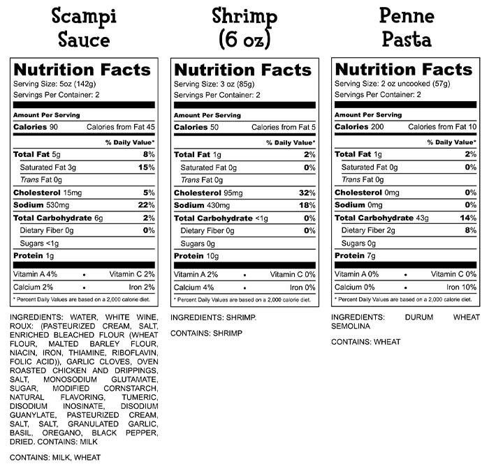 Shrimp Scampi Nutrition Facts