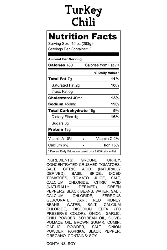 Turkey Chili Nutrition Facts