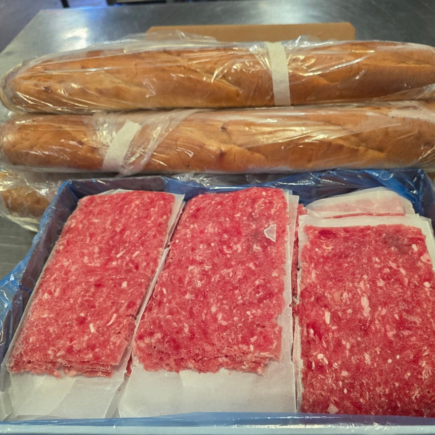 Cheesesteak Kit (10 lbs of Ribeye and 160 Inches of Steak Rolls)