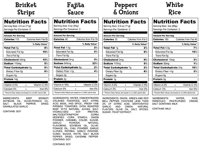 Brisket Fajitas Nutrition Facts