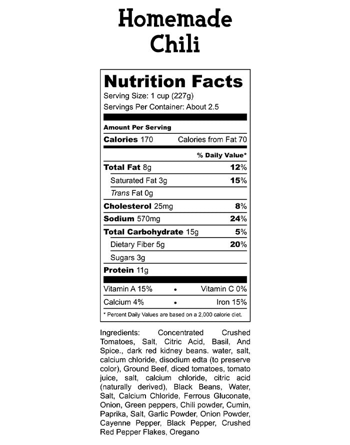Homemade Chili Nutrition Facts