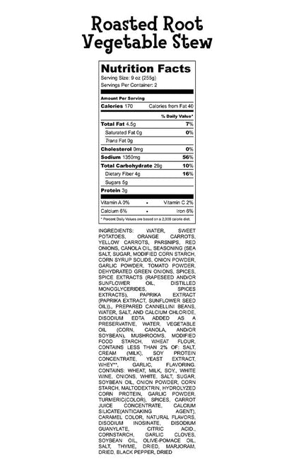 Roasted Vegetable Stew Nutrition Facts